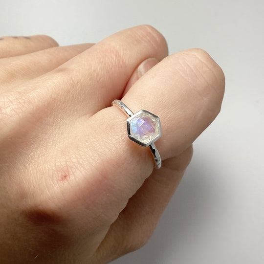 Rainbow Moonstone Ring