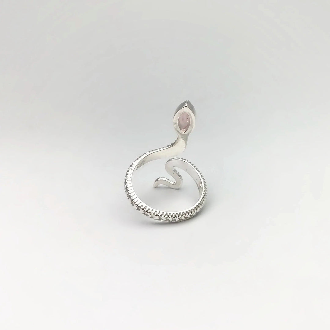 Rose Quartz Snake Ring