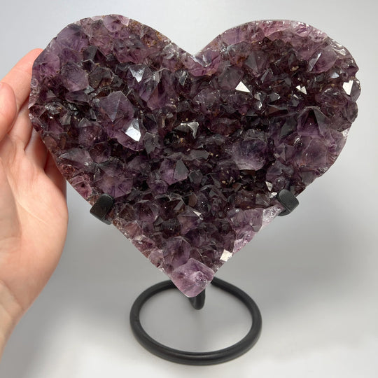 Large Amethyst Druze Cluster Heart On Stand