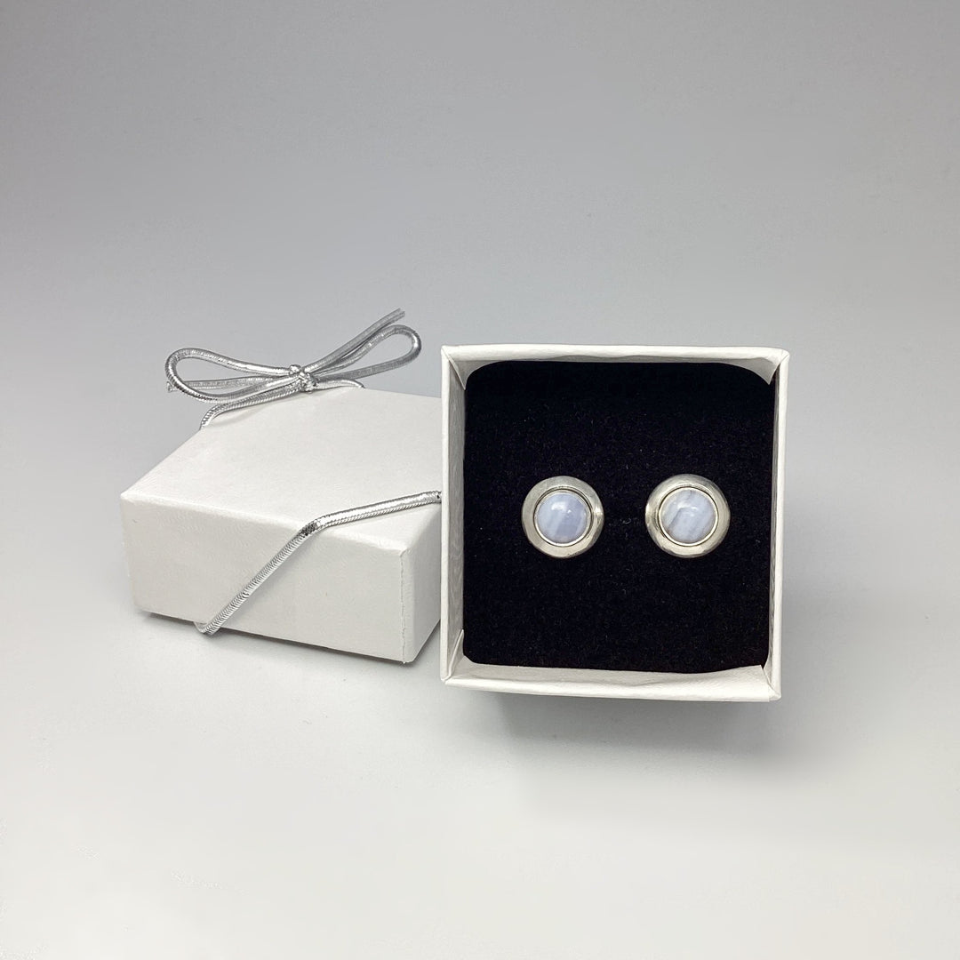 Blue Lace Agate Stud Earrings