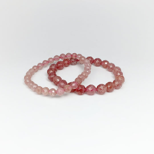 Strawberry Quartz Faceted Beaded Bracelet