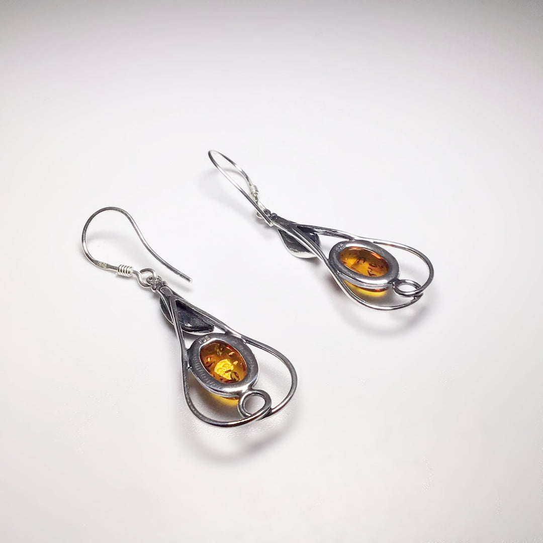 Cognac Amber Dangle Earrings