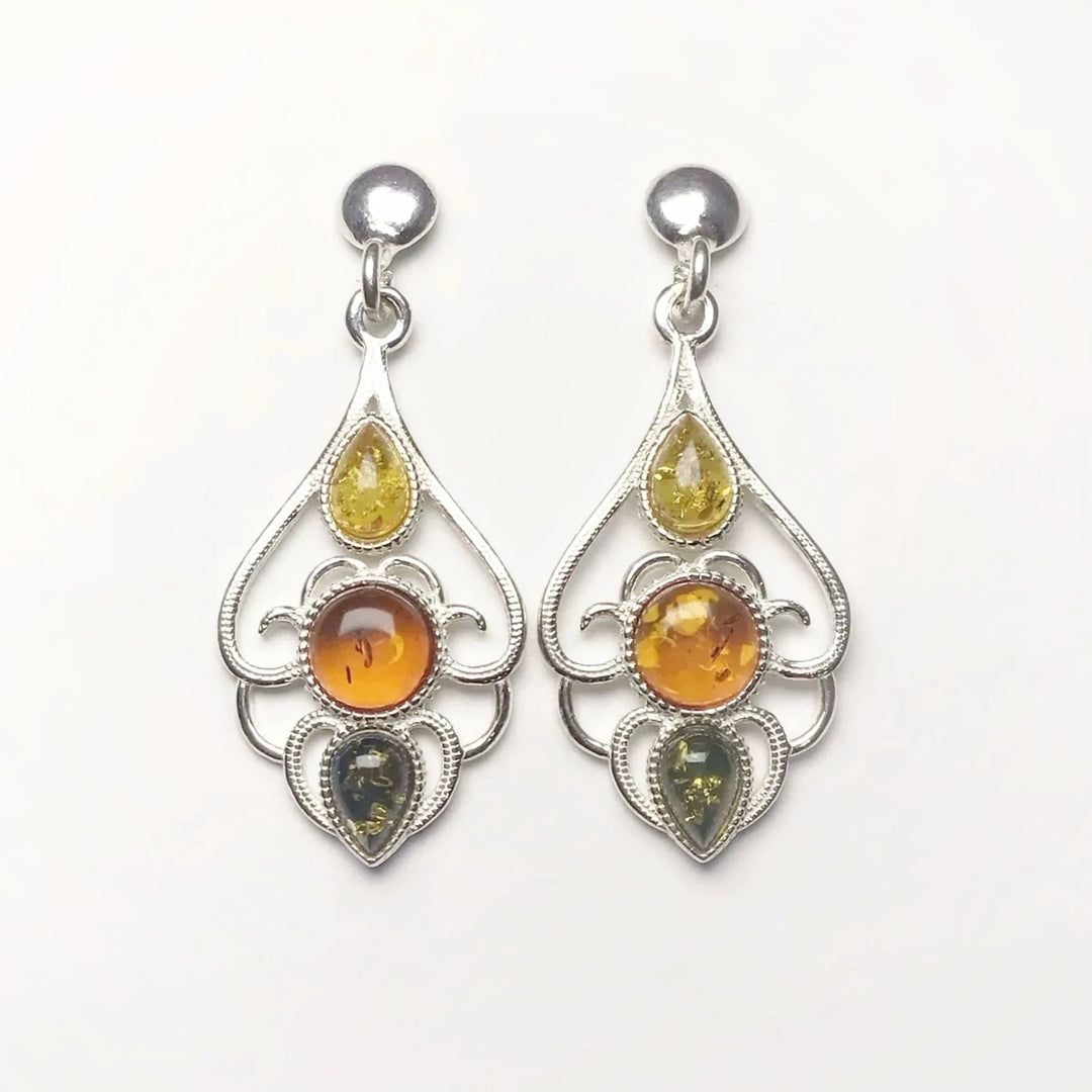 Mixed Amber Stud Earrings