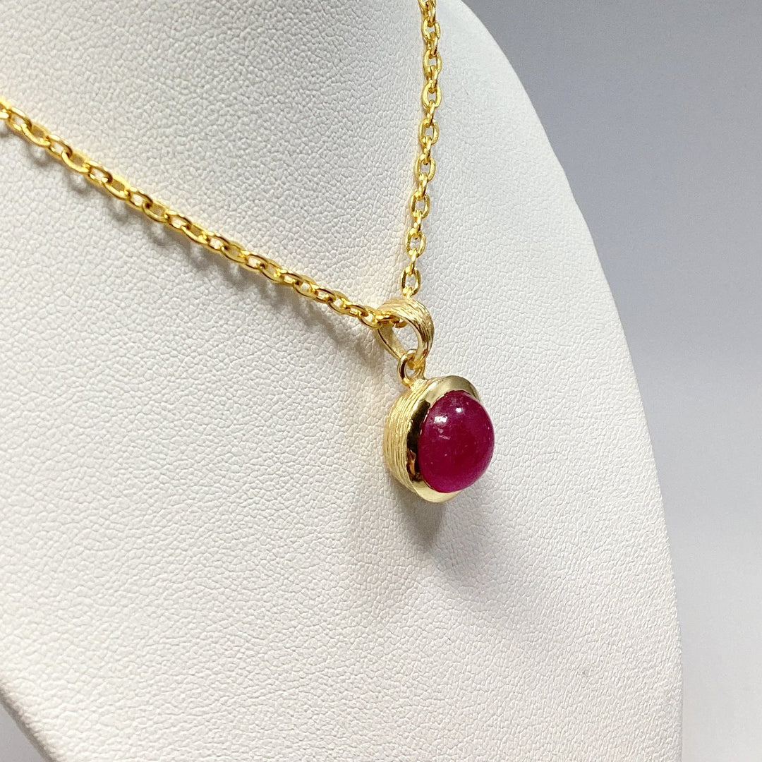 Pink Jade Gold Finish Pendant