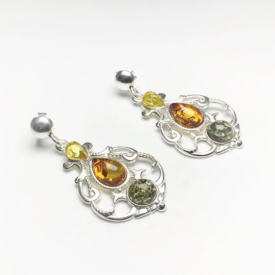 Mixed Amber Stud Earrings