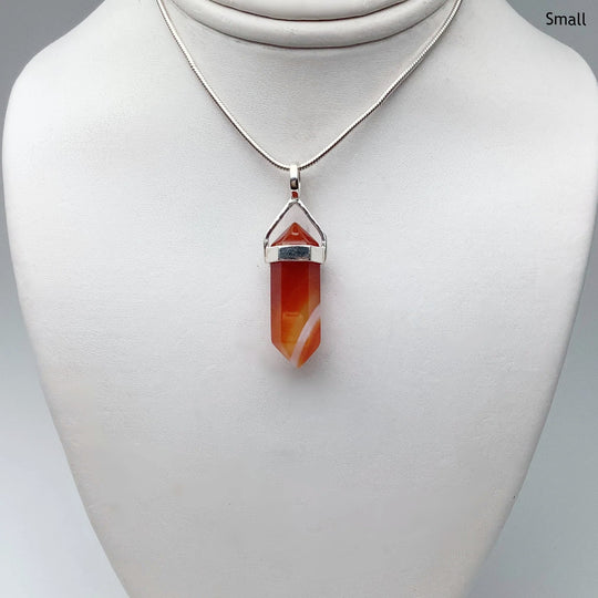 Banded Carnelian Agate Double Terminated Point Pendant