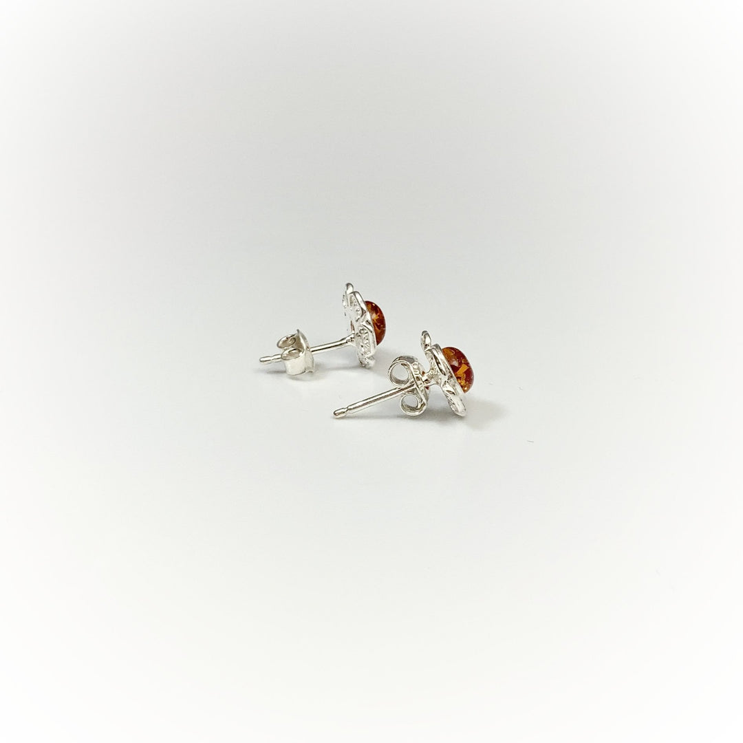 Cognac Amber Stud Earrings