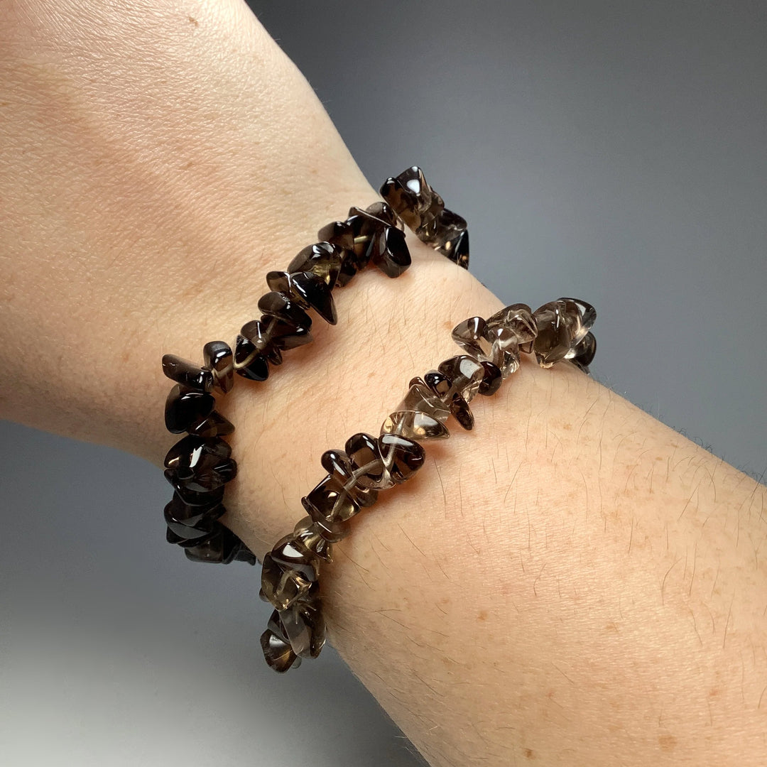 Smoky Quartz Chip Beaded Bracelet