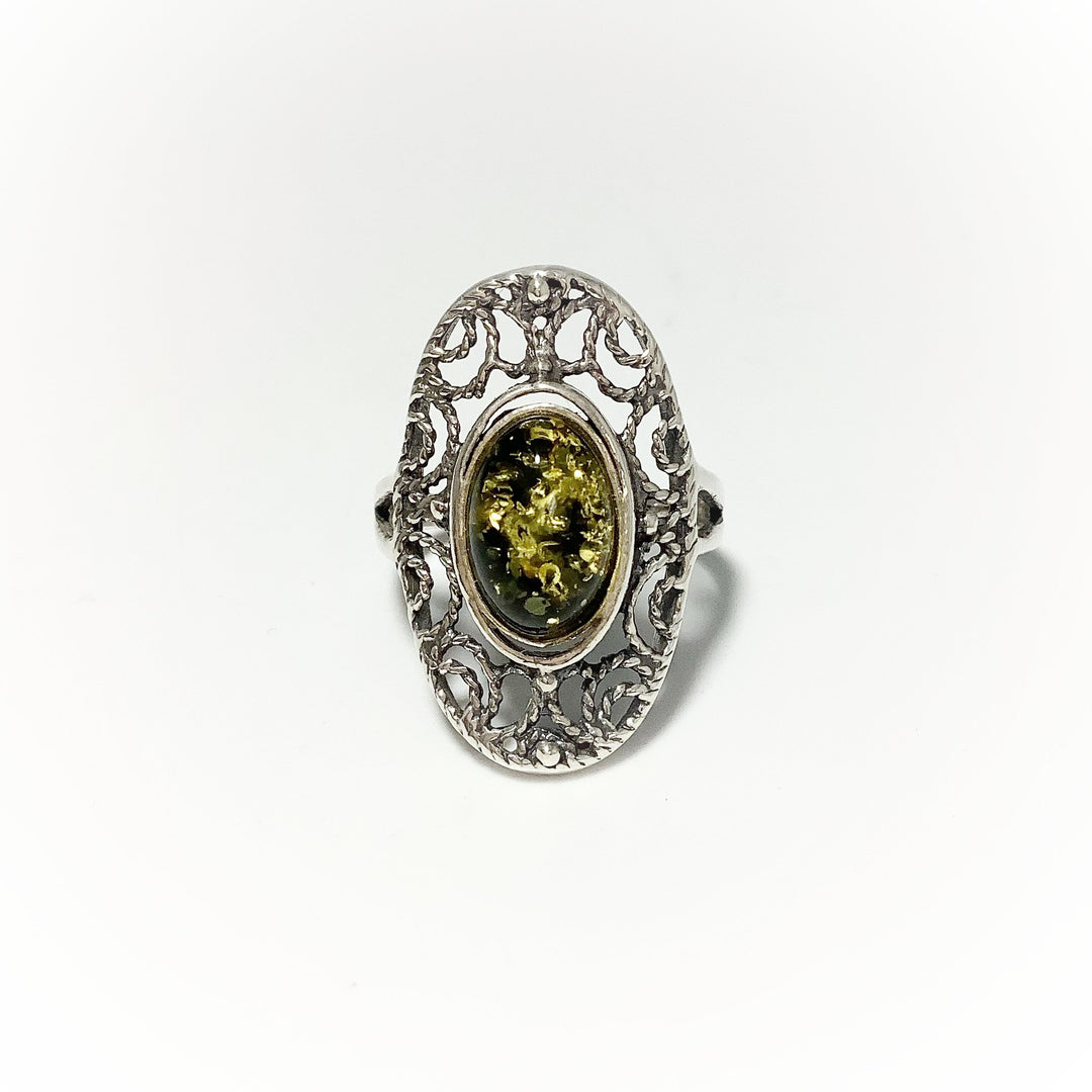 Green Amber Ring