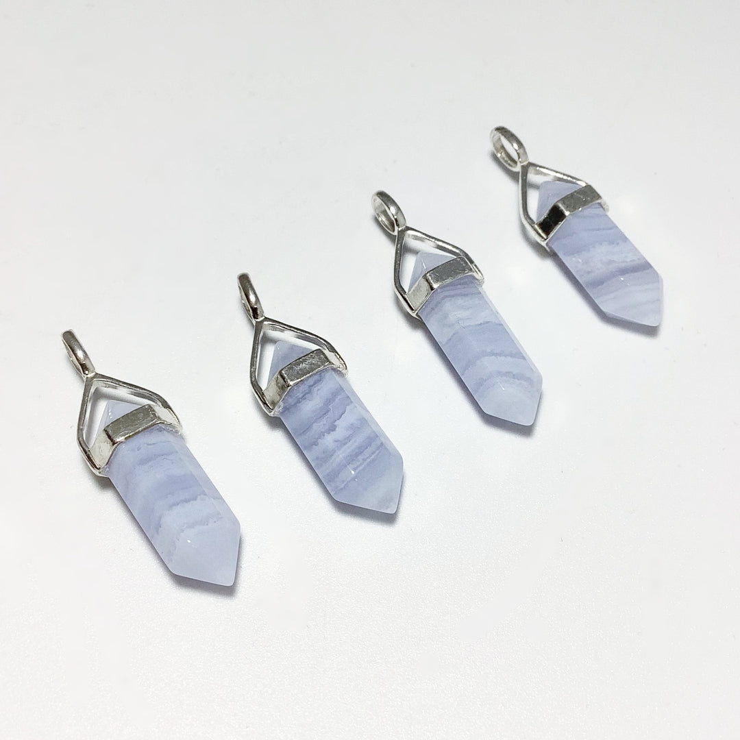 Blue Lace Agate Double Terminated Point Pendant