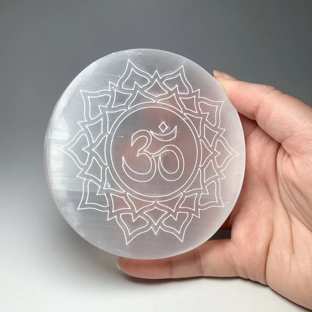 Selenite Mandala Round Charging Plate