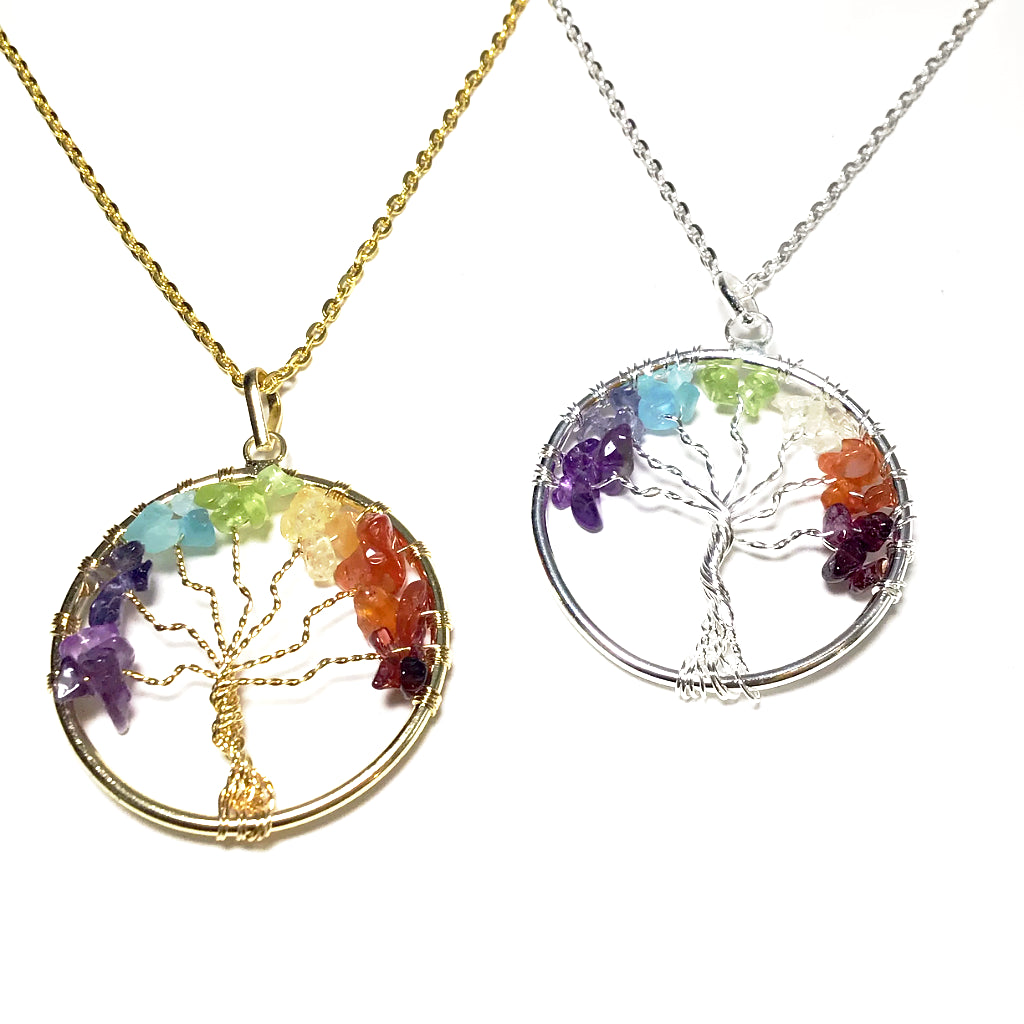 Tree of Life Necklace with Chakra Beads