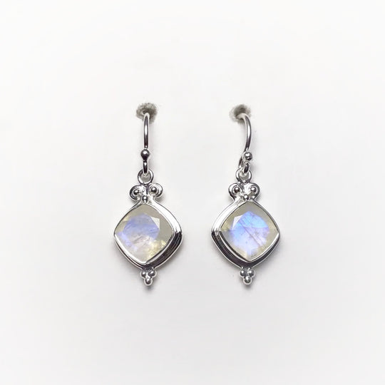 Rainbow Moonstone Dangle Earrings