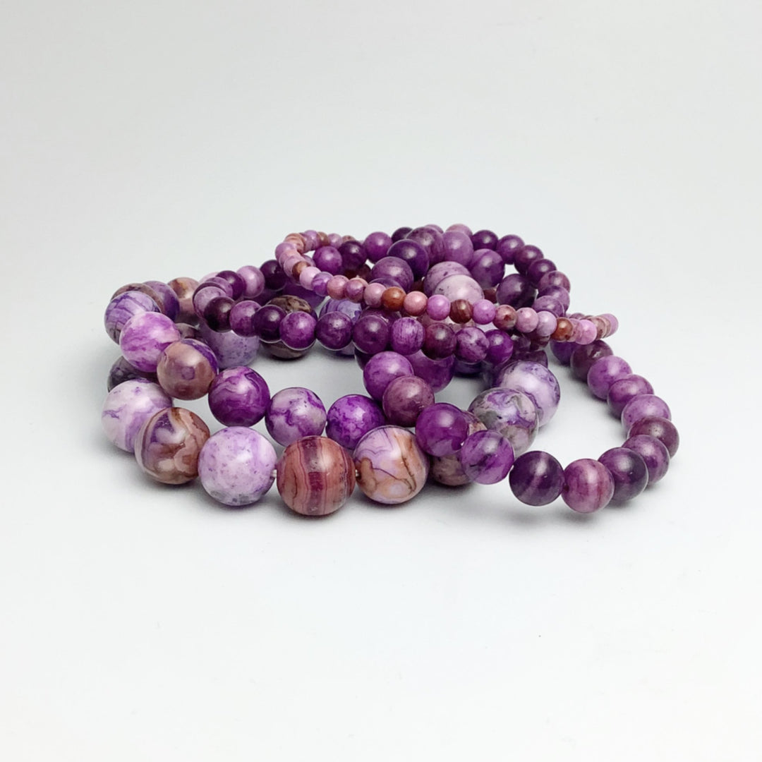 Purple Crazy Lace Agate Beaded Bracelet