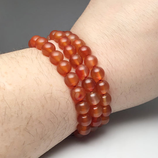 Light Carnelian Agate Beaded Bracelet - 8mm