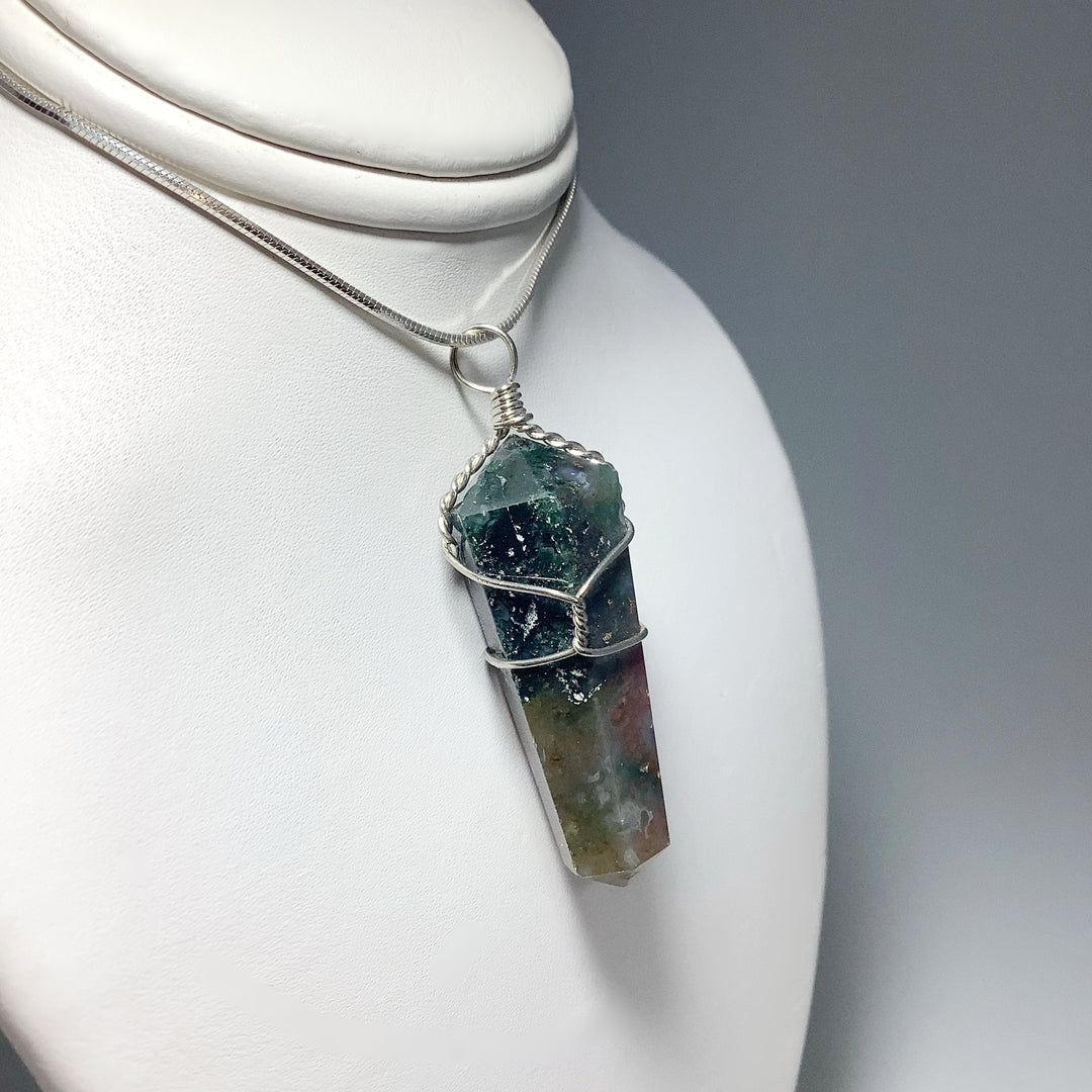 Wire Wrapped Indian Agate Pendant