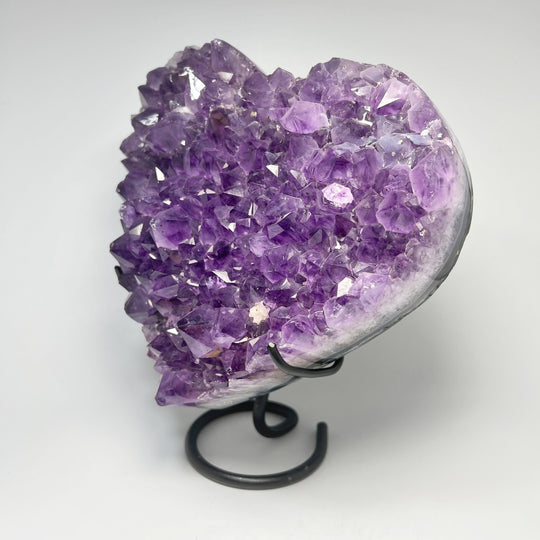 Large Amethyst Druze Cluster Heart On Stand