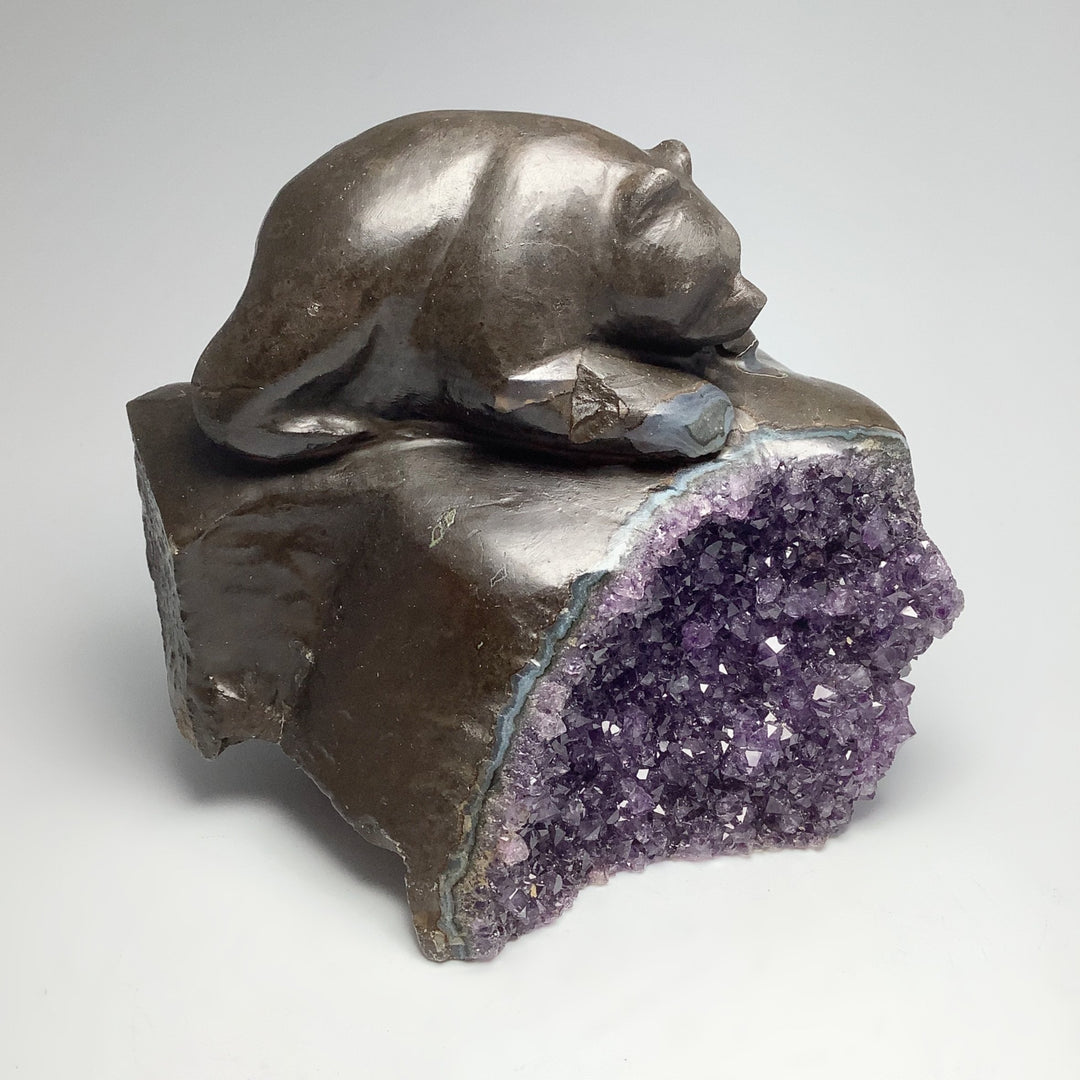 Amethyst Bear Carving