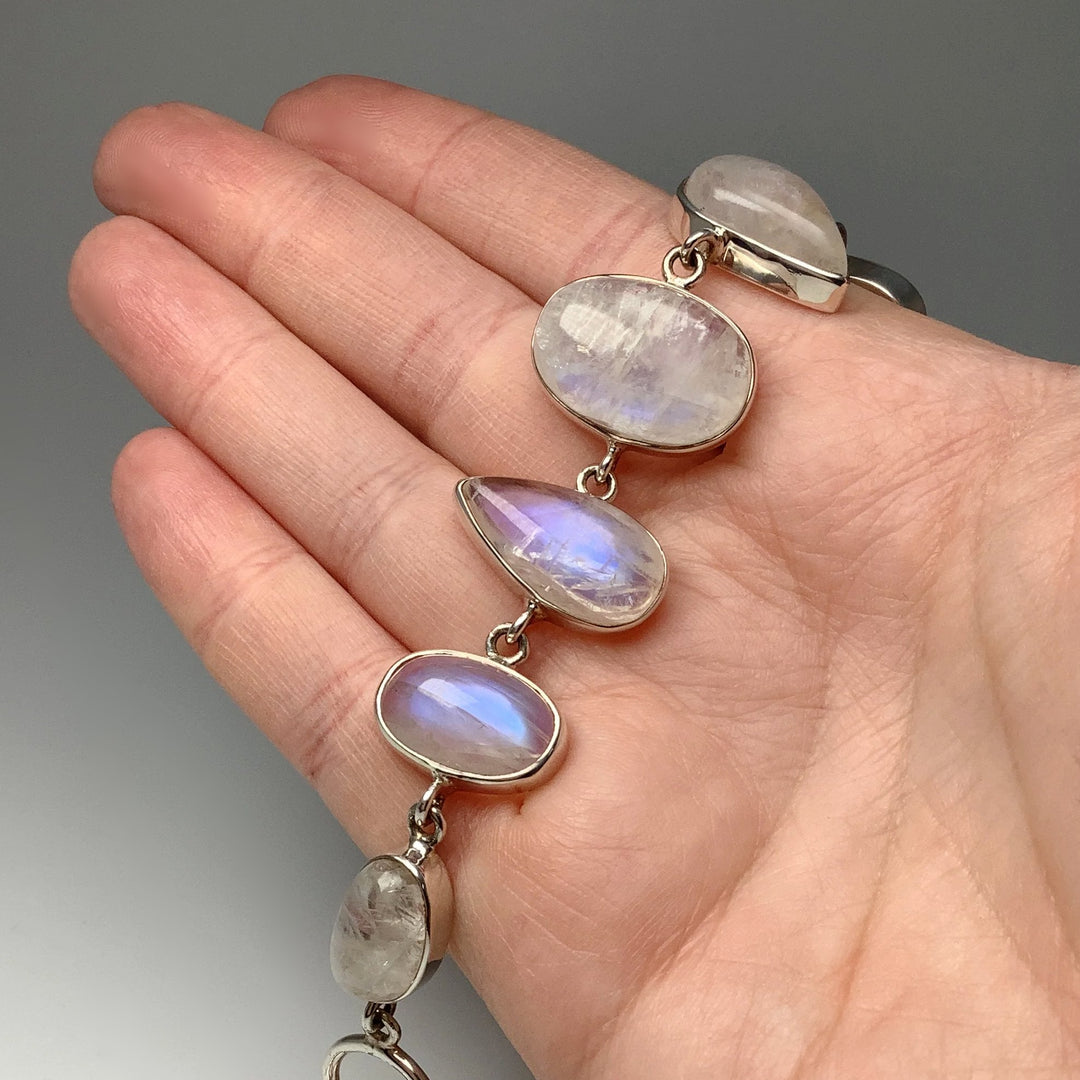 Rainbow Moonstone Sterling Silver Bracelet