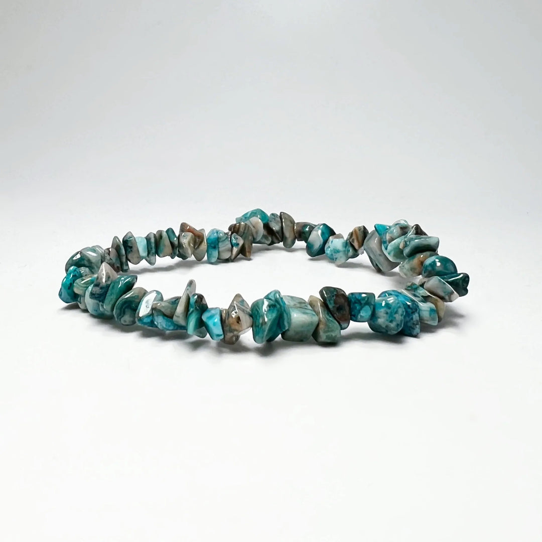 Blue Crazy Lace Agate Chip Beaded Bracelet