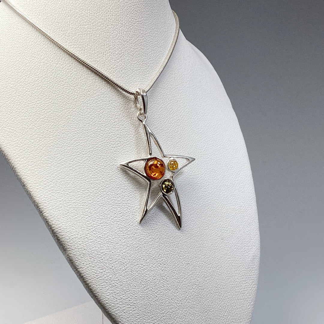 Mixed Amber Star Pendant