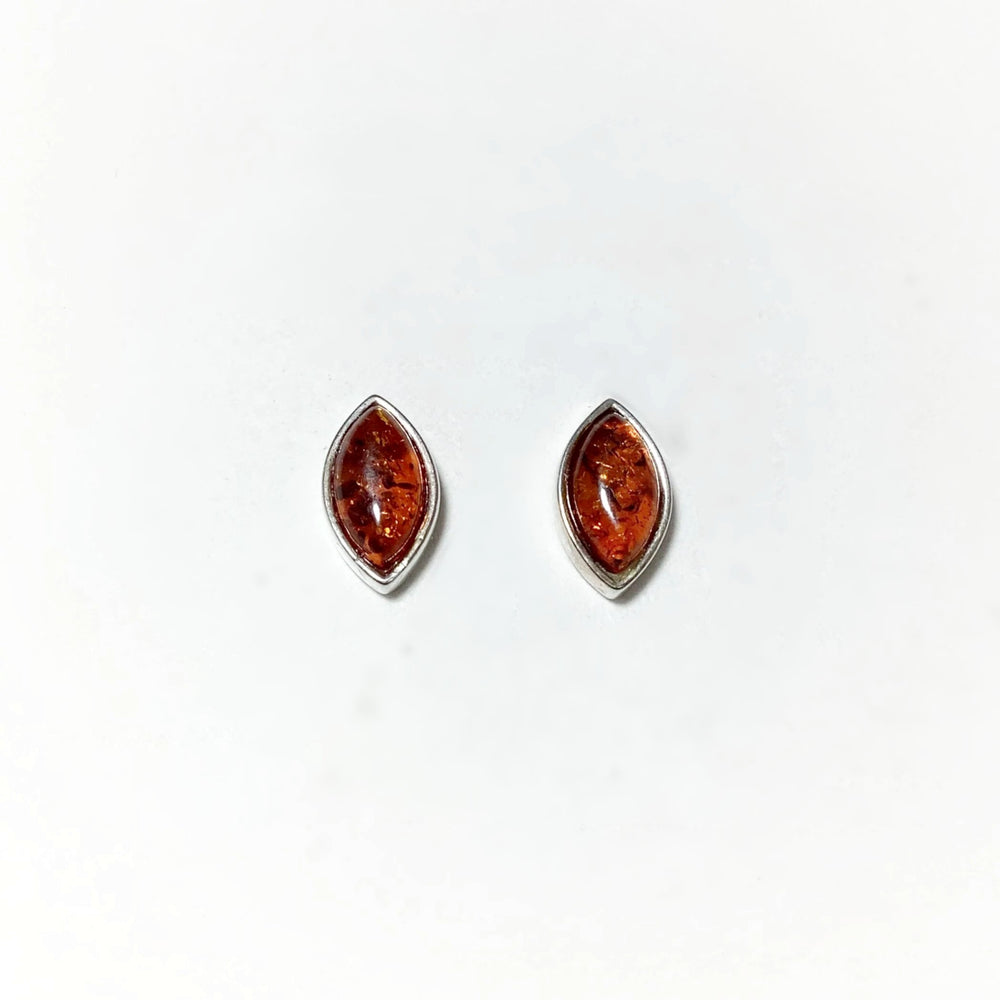 Cognac Amber Stud Earrings