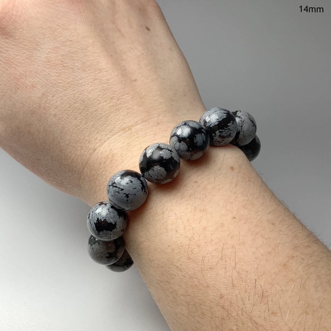 Snowflake Obsidian Beaded Bracelet