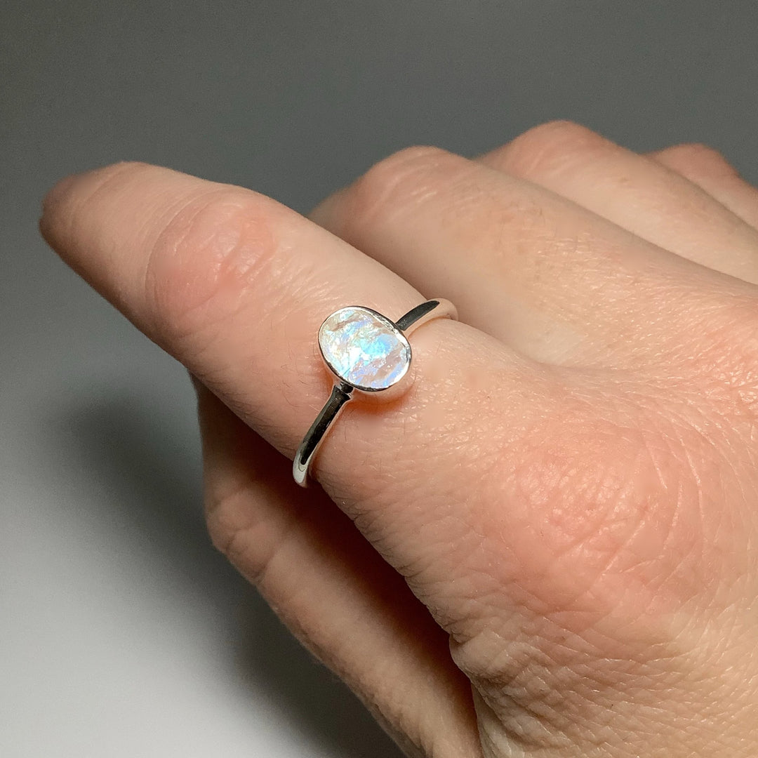 Raw Rainbow Moonstone Ring