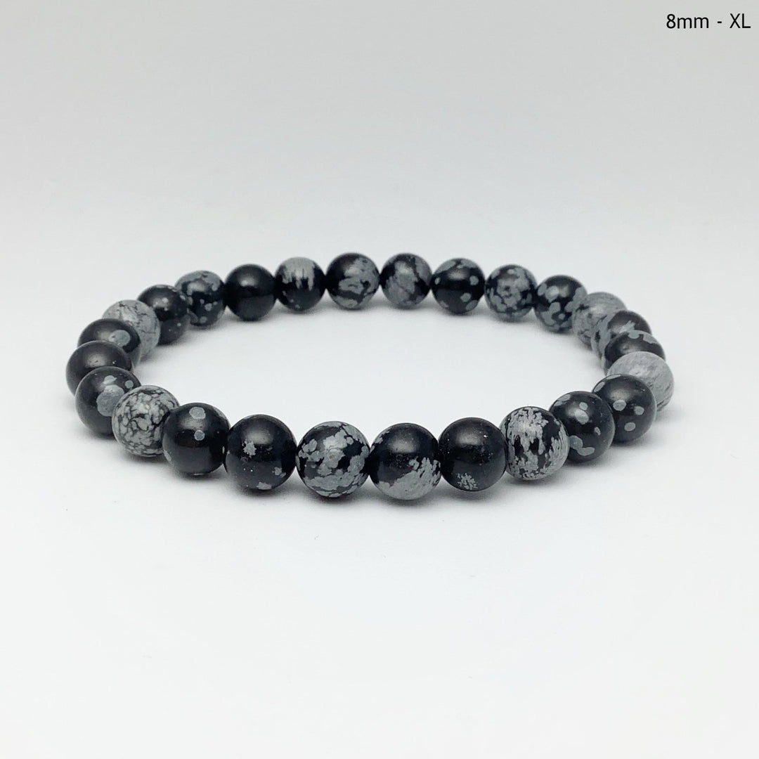 Snowflake Obsidian Beaded Bracelet