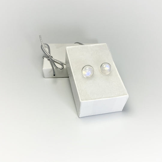 Rainbow Moonstone Stud Earrings