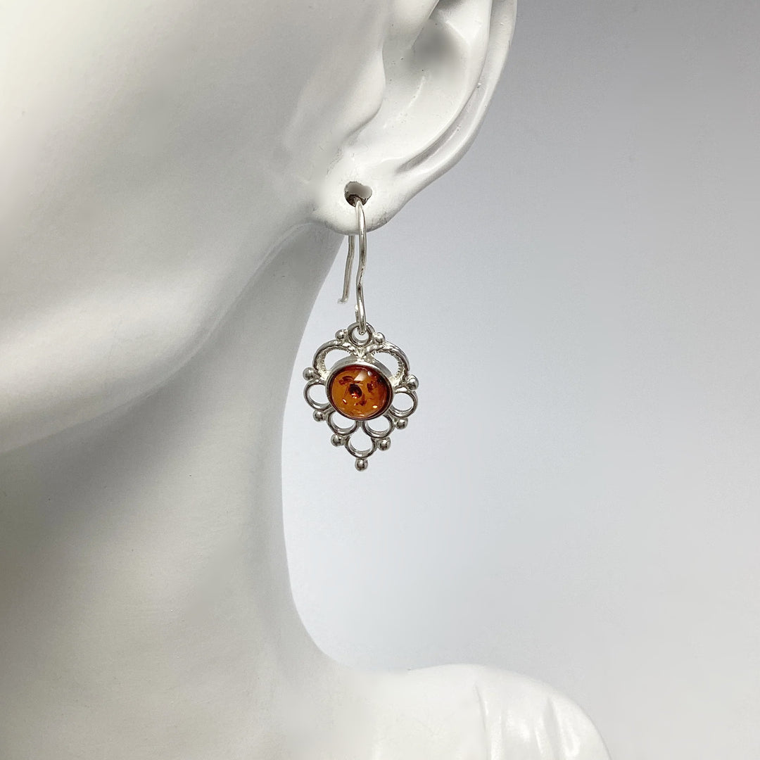 Cognac Amber Dangle Earrings