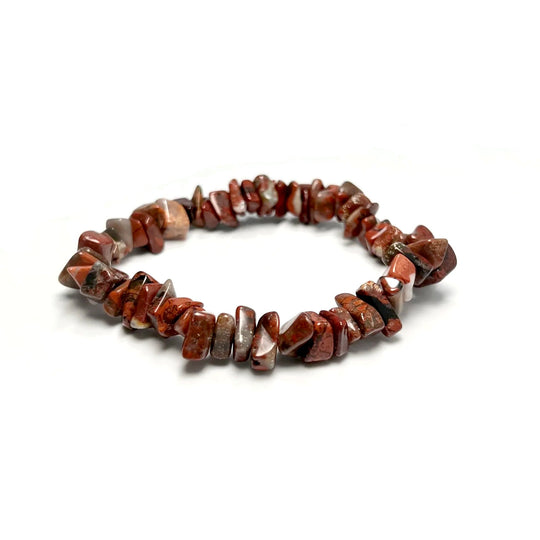 Red Brecciated Jasper Chip Beaded Bracelet