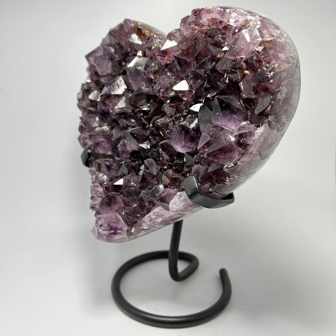 Large Amethyst Druze Cluster Heart On Stand