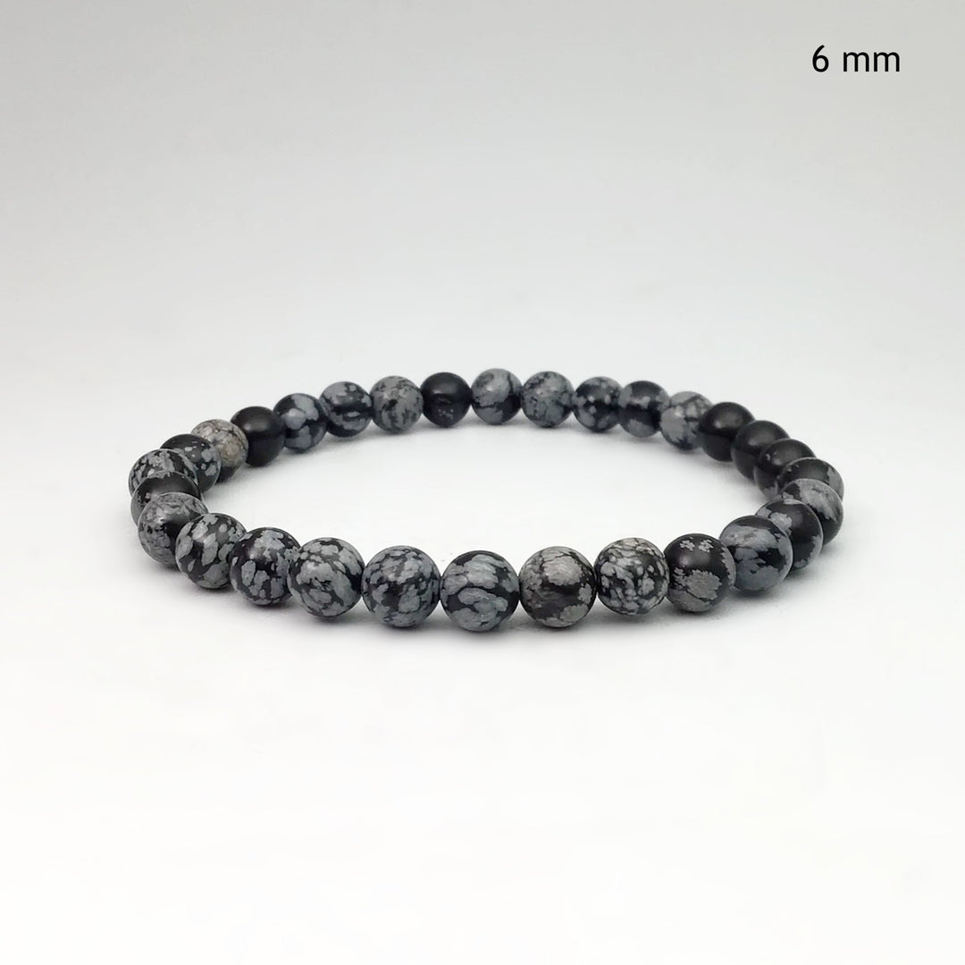 Snowflake Obsidian Beaded Bracelet