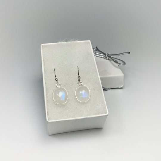 Rainbow Moonstone Dangle Earrings