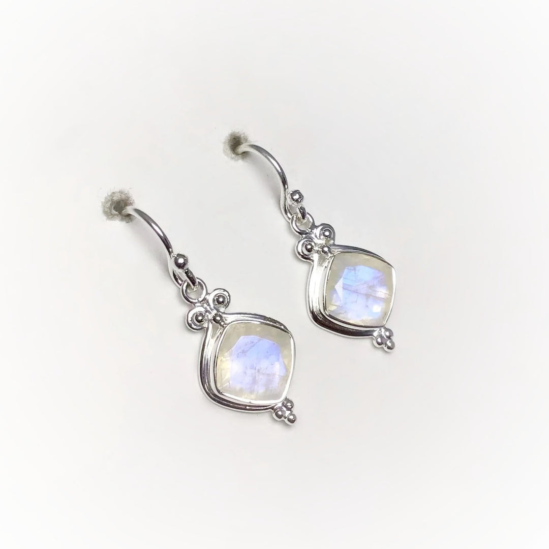 Rainbow Moonstone Dangle Earrings