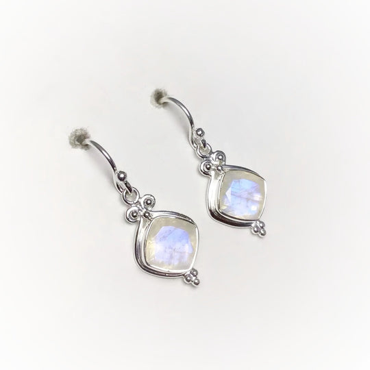 Rainbow Moonstone Dangle Earrings