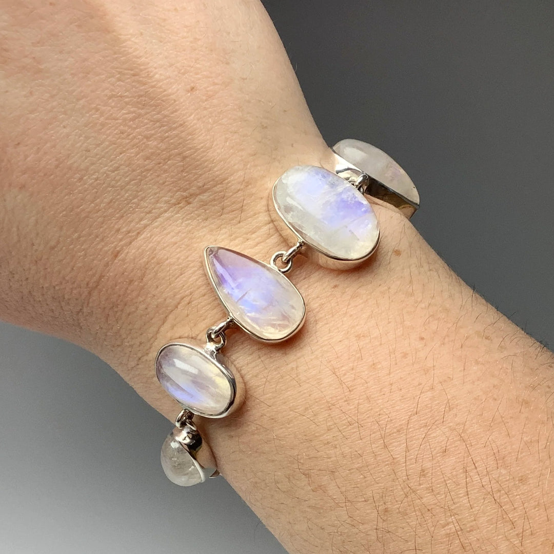 Rainbow Moonstone Sterling Silver Bracelet