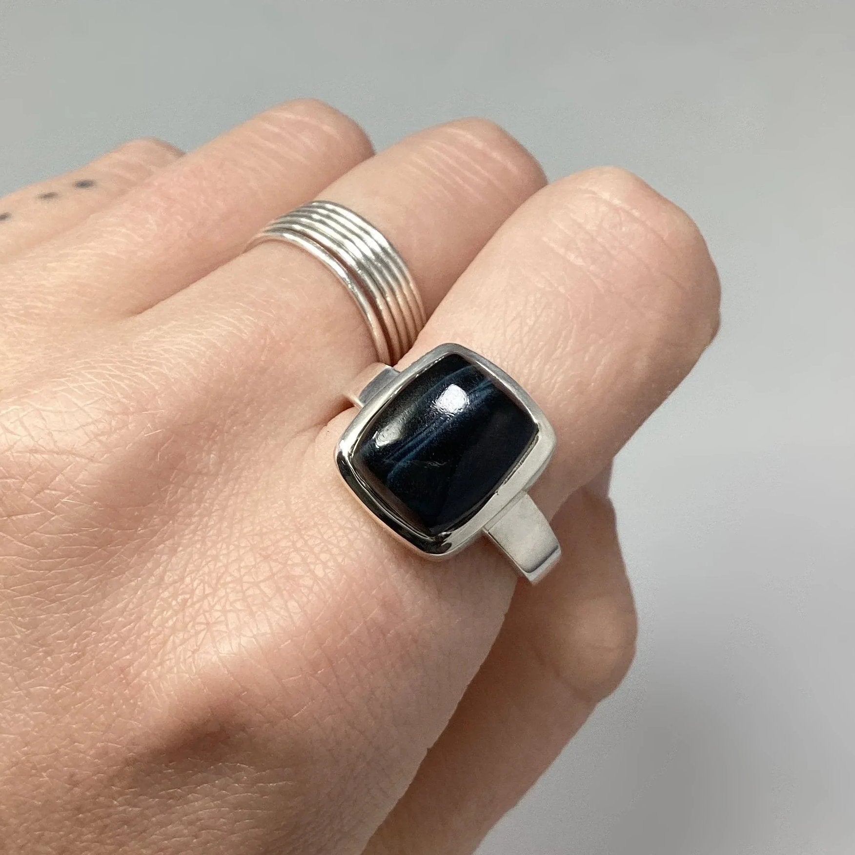 Blue Tiger Eye Ring