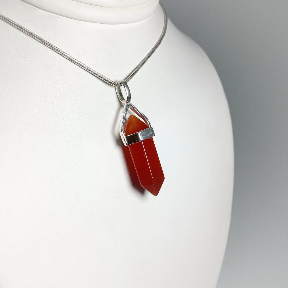 Carnelian Agate Double Terminated Point Pendant