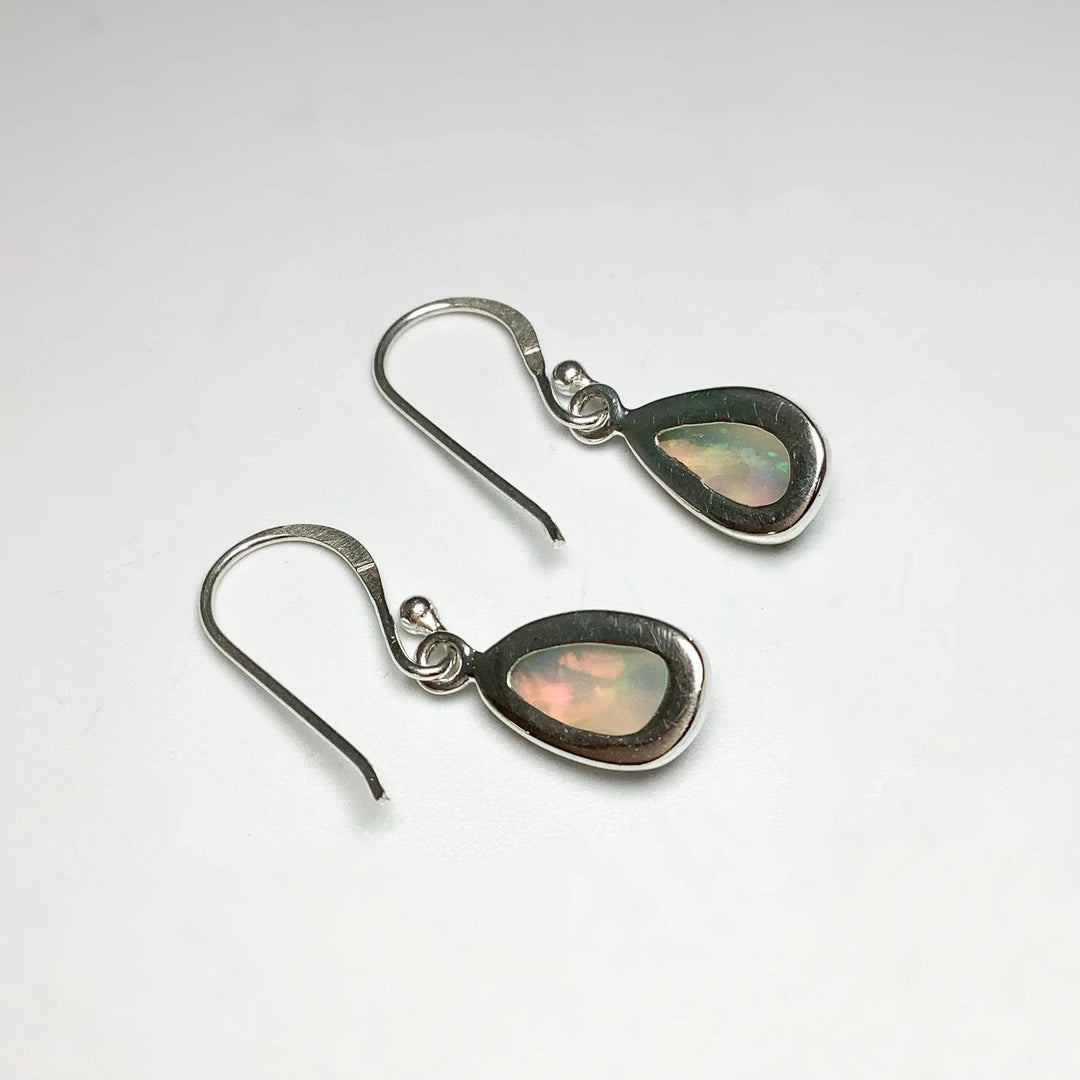 Ethiopian Fire Opal Freeform Faceted Dangle Earrings