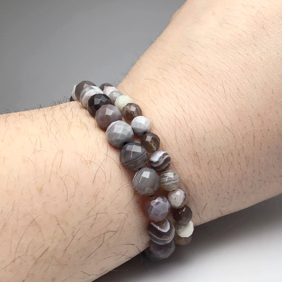 Botswana Agate Faceted Beaded Bracelet