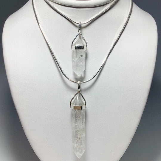 Quartz with Inclusions Double Terminated Point Pendant