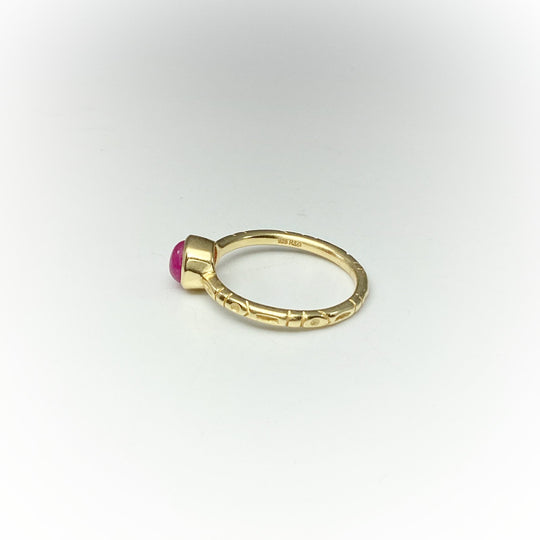 Pink Jade Gold Finish Ring