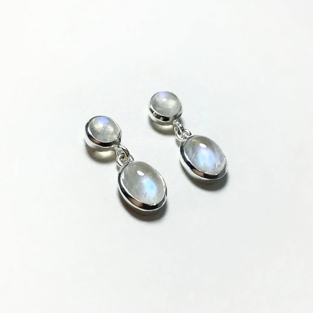 Rainbow Moonstone Stud Earrings