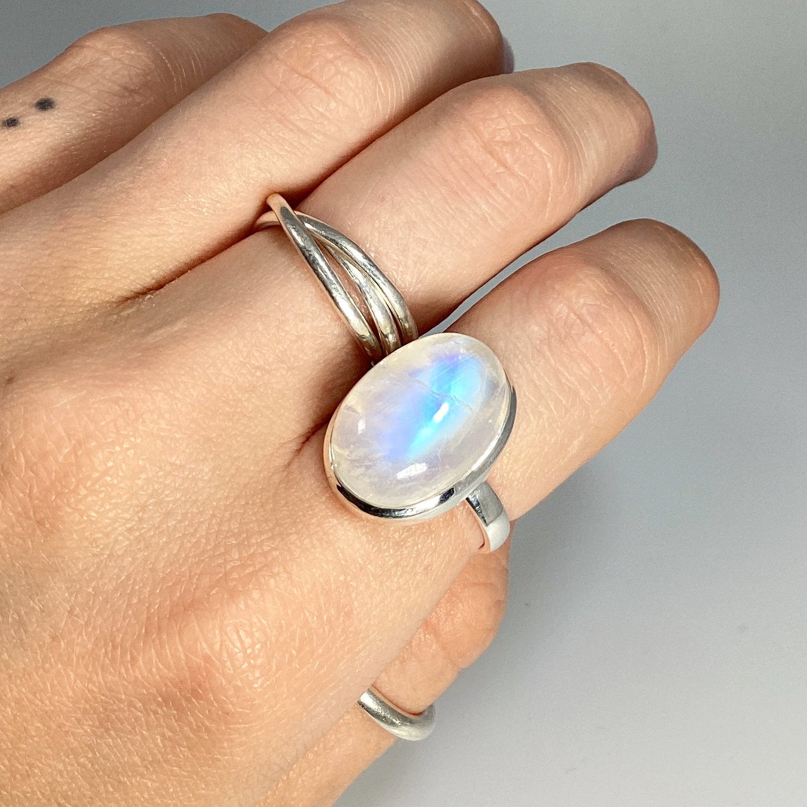 Rainbow Moonstone Ring - Size 7