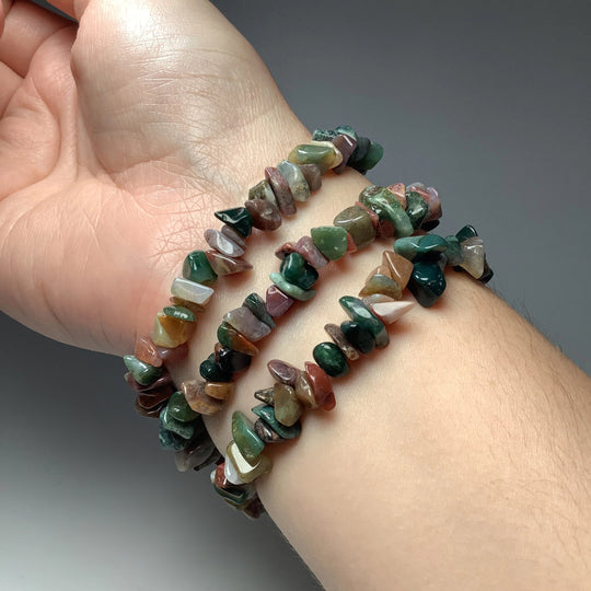 Indian Agate Chip Beaded Bracelet