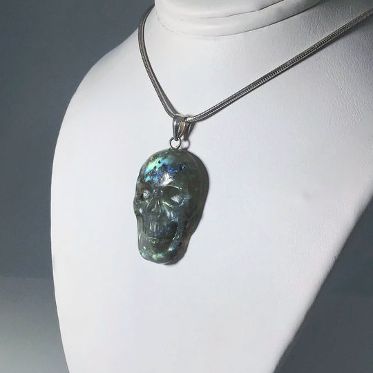 Labradorite Skull Pendant