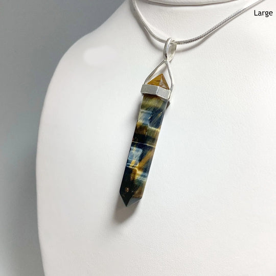 Blue Gold Tiger Eye Double Terminated Point Pendant