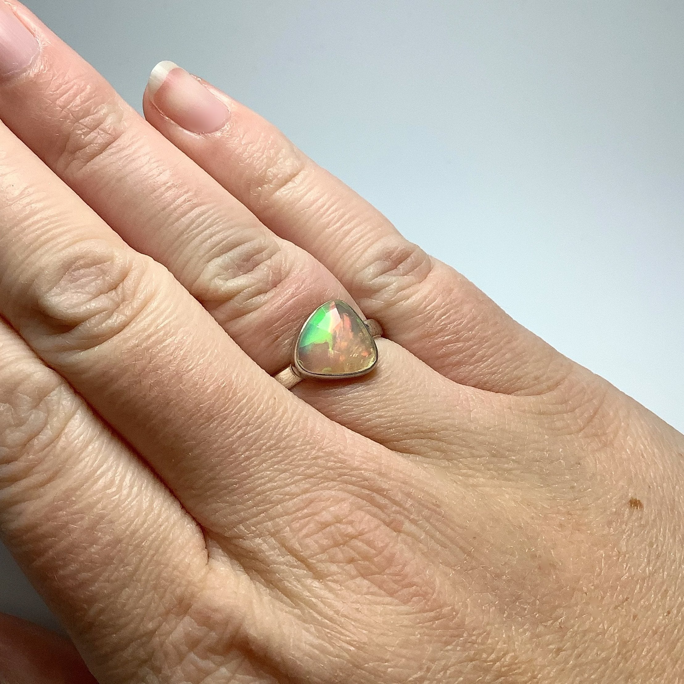 Faceted Ethiopian Fire Opal Ring